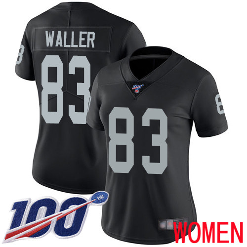 Oakland Raiders Limited Black Women Darren Waller Home Jersey NFL Football #83 100th Season Vapor Jersey